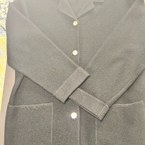 Valerie Stevens Black Button-Up Wool Sweater/Jacket Petite Small